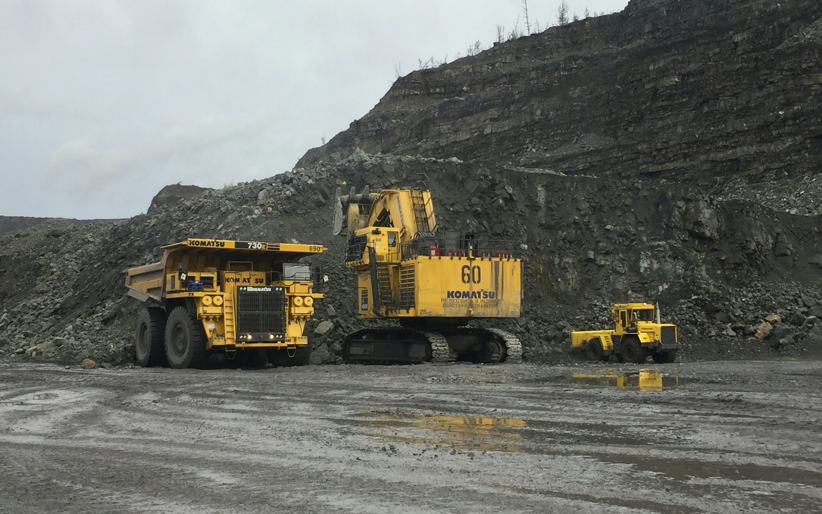Heavy machinery in an open-pit mine